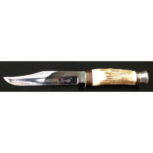 198 - Bowie knife with 150mm long blade with etched makers mark 