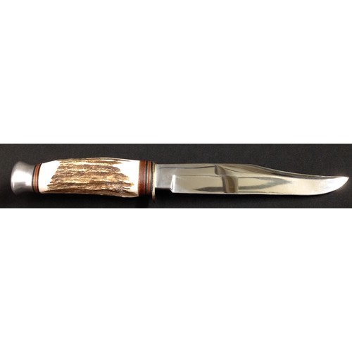 198 - Bowie knife with 150mm long blade with etched makers mark 