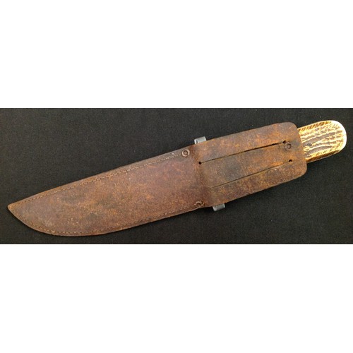 199 - Hunting Knife with single edged blade 130mm long, maker marked 