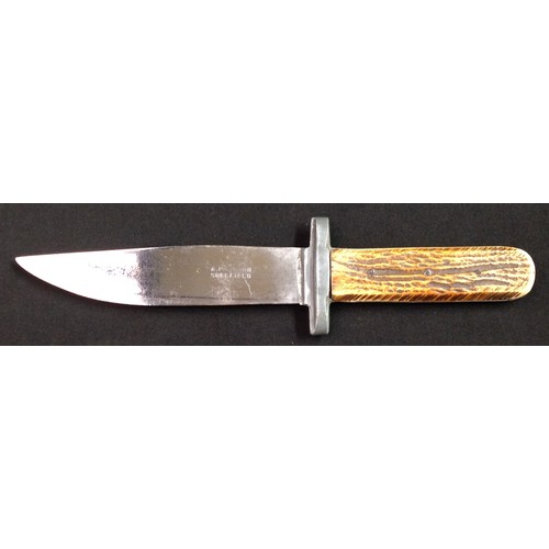 199 - Hunting Knife with single edged blade 130mm long, maker marked 