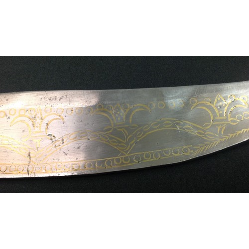 201 - Gurkha Kukri Knife with 385mm long blade with stamped decoration to one side while the other side ha... 