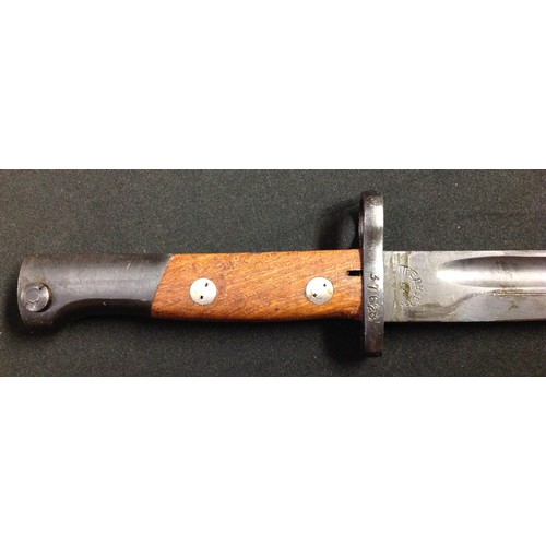 203 - Yugoslav Mauser M48 Bayonet with matching serial numbers. Single edged fullered blade 247mm in lengt... 