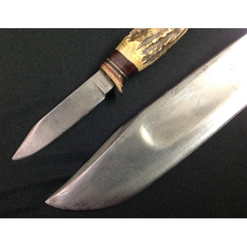 204 - Hunting Knife with Bowie style blade with fuller 199mm in length maker marked 