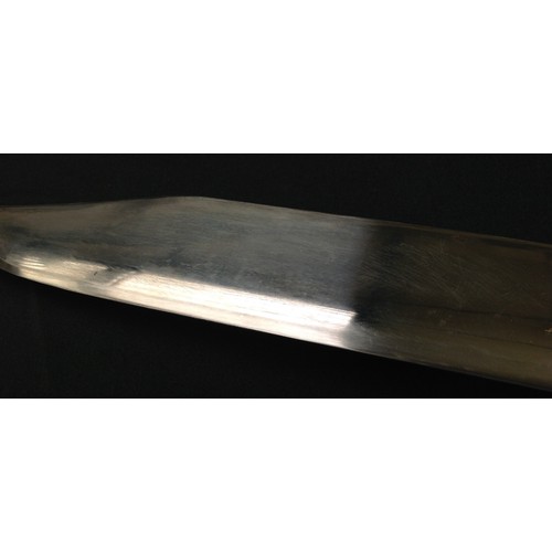 209 - Large Bowie Knife with heavy 338mm long blade. Makers mark is indistinct but shows a Cowboy on Horse... 