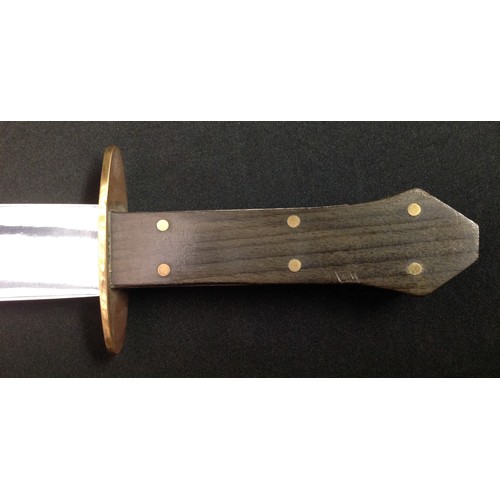 211 - Bowie Knife with 266mm long blade with a die stamped Skull & Crossbones to the ricasso and an etched... 