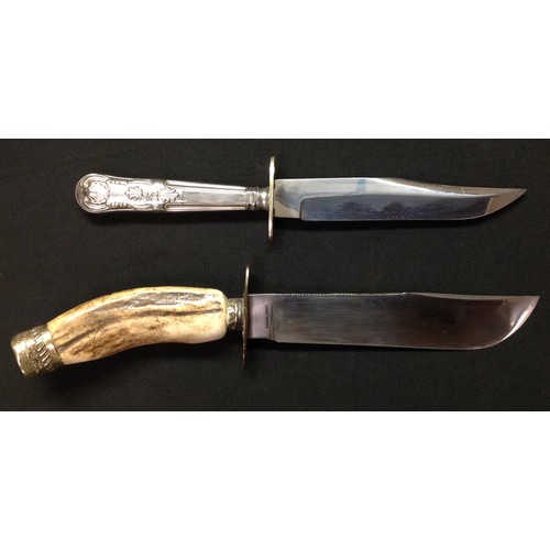 225 - Pair of Bowie knives: 155mm long blade maker marked to ricasso 