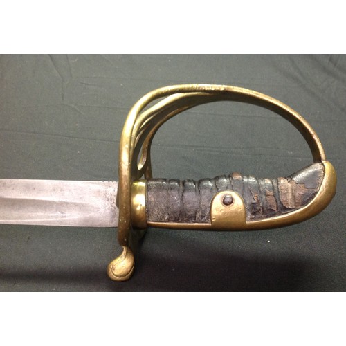 230 - Enfield made Sword with single edged fullered blade 765mm in length. Spine of blade marked 