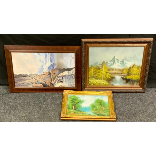 79 - Clement Arthur Simpson (1929 - 2021)
The Canadian Rockies
signed, oil on board, 40cm x 50cm;  others... 