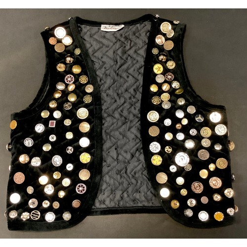 86 - Fashion & Textiles  - a black Mia Cassara velvet waistcoat hand decorated throughout with assorted s... 
