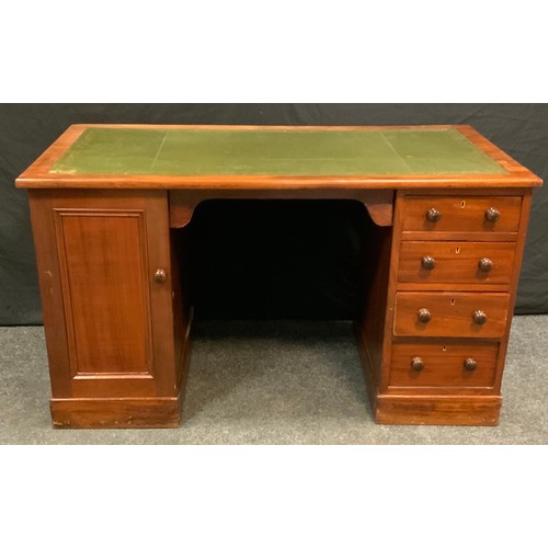 100 - A late Victorian mahogany twin pedestal desk, rectangular top with inset writing surface, pedestals ... 