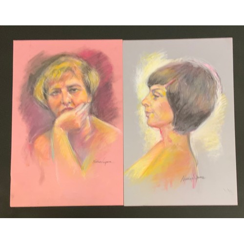 138 - Jordi Nunez Segura (Bn 1932) Contemplations, signed, pastel on coloured paper, 45.5cm x 30cm;  anoth... 