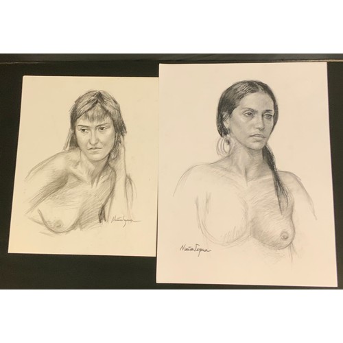 139 - Jordi Nunez Segura (Bn 1932) Naked Directions, signed, graphite and charcoal sketch, 46cm x 37cm;  a... 