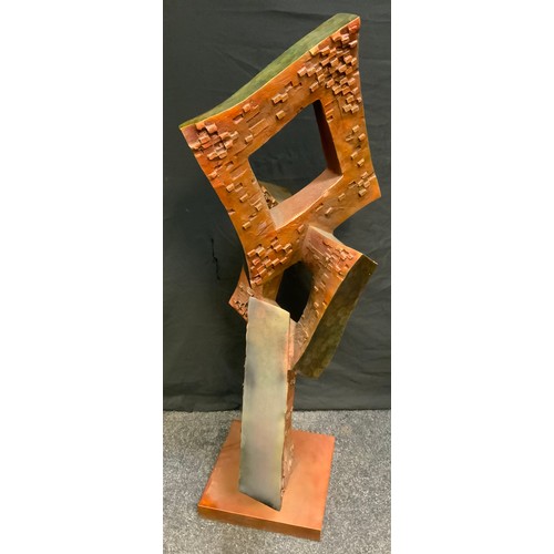 135A - Contemporary School, a large bronzed sculpture, Abstract Squares, 131cm high