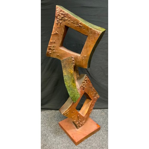 135A - Contemporary School, a large bronzed sculpture, Abstract Squares, 131cm high