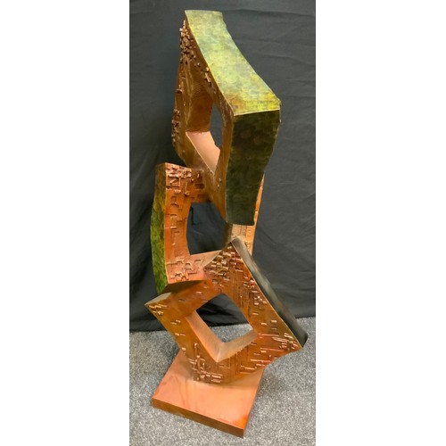 135A - Contemporary School, a large bronzed sculpture, Abstract Squares, 131cm high