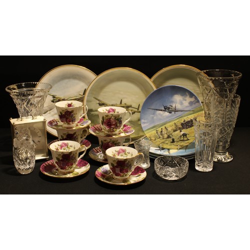 193 - A Staffordshire Duchess China floral printed tea set for six; cut glass vases; collector's plates, p... 