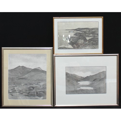 194 - Pictures and Prints - Modernist, Scottish Landscape, pencil, 27cm x 40cm; others similar (3)