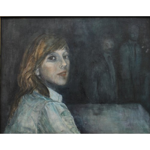 195 - Margaret Keighley  
Portrait of a Young Lady, with two figures in shadow  
signed, oil, 54cm x 69.5c... 