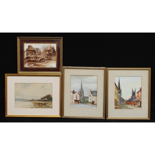 215 - Pictures and Prints - Edward Birkin, Anglesey, signed, watercolour, 15.5cm x 23.5cm; Oliver Fox, a p... 