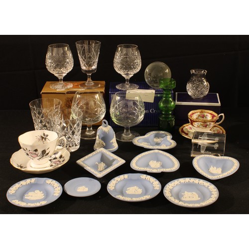 212 - A Wedgwood Jasperware bell, trinket dishes, a Royal Albert cup and saucer, another; a Royal Doulton ... 