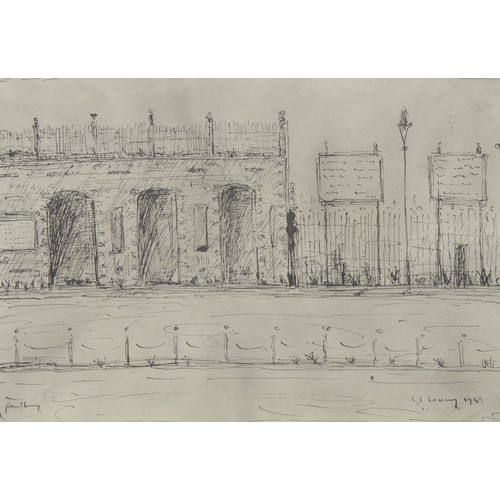 5073 - After Lowry
Pendlebury 
bears signature, titled, pen and ink on paper, 25cm x 36cm