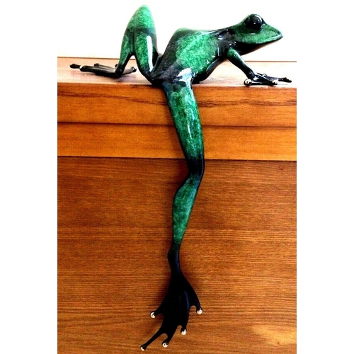 5 - Tim Cotterill, Leg Over Frog, an emerald patinated bronze, 31.5cm high, limited edition of 1000, cas... 