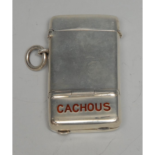 173 - A Victorian silver and enamel combination vesta case and bonbonniere, hinged cover with striker, com... 