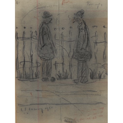 5172 - After Lowry
Two Figures
bears signature, charcoal on paper, 19cm x 14cm