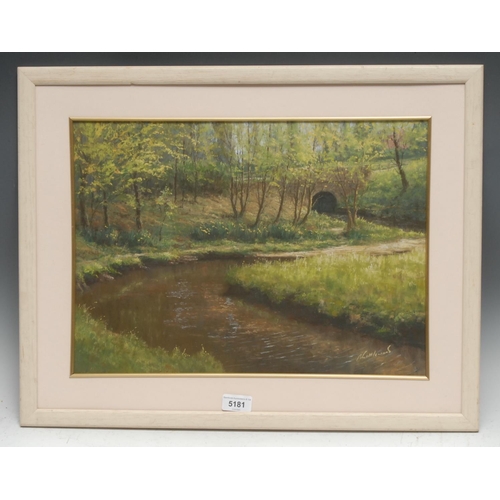 5181 - Brian Littlewood (contemporary)
Gresty Brook
signed, label to verso, pastel, 33cm x 45cm