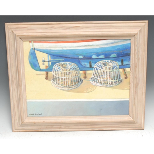 5187 - Mark Richards (contemporary)
Two Crab Pots 
signed, oil on canvas, 29cm x 40cm