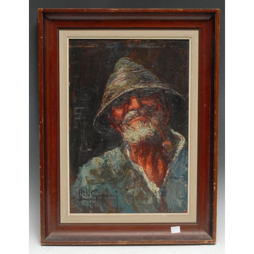 5205 - Gionol**
Fisherman
indistinctly signed, oil on board, 44.5cm x 30cm