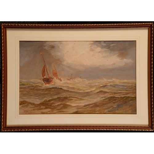 5234 - William Henry Pearson (1849-1923)
Off the Coast, with sailing boats in choppy seas
signed, titled, w... 