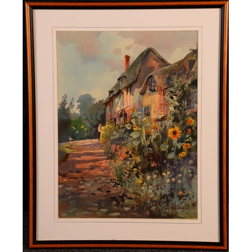 5244 - Michael Crawley  
A Derbyshire Cottage  Garden
signed, watercolour, 38.5m x 29cm