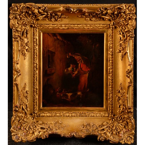 5246 - English School (19th century)
A Fox Cornered
oil on oak panel. 29cm x 24cm