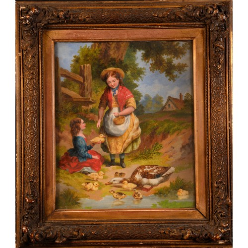 5296 - English School (19th century)
Feeding the Ducklings
oil on canvas, 28.5cm x 24.5cm