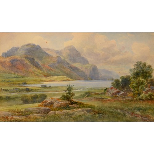 5307 - Ralph Morley (fl.1870-1900)
Llyn Cwellyn and Wolves Castle, North Wales
signed, titled mounts, water... 