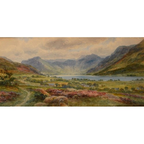 5307 - Ralph Morley (fl.1870-1900)
Llyn Cwellyn and Wolves Castle, North Wales
signed, titled mounts, water... 