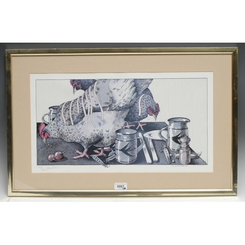 5067 - Simon Drew, Three Spade Handles, signed in pencil, limited edition print, 12/250, 25cm x 50cm; anoth... 