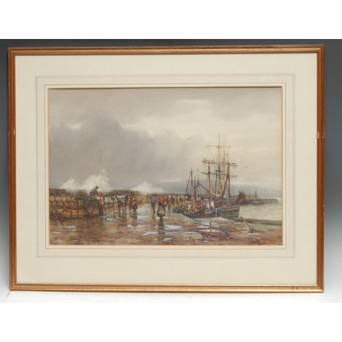 5101 - English School (late 19th century)
Fishing Boats along a busy pier
indistinctly signed, watercolour,... 