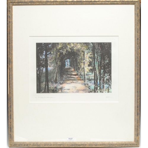 5127 - Jennifer Dickson, The Trysting Place (Athelhampton), hand tinted etching, 21/30, signed in pencil, 2... 