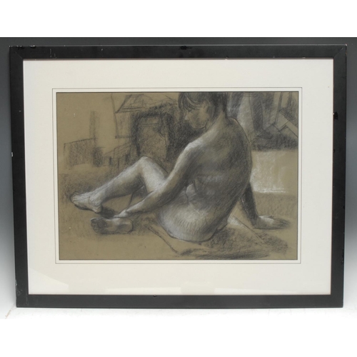 5156 - Attributed to Isobel Barber 
Quiet Reflection
paper label to verso, charcoal, 37cm x 54cm