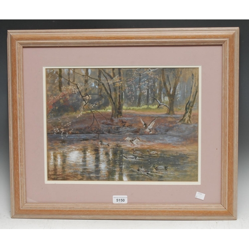 5150 - English School (20th century)
Ducks on the Pond
indistinctly signed, mixed medium, 28.5cm x 39cm