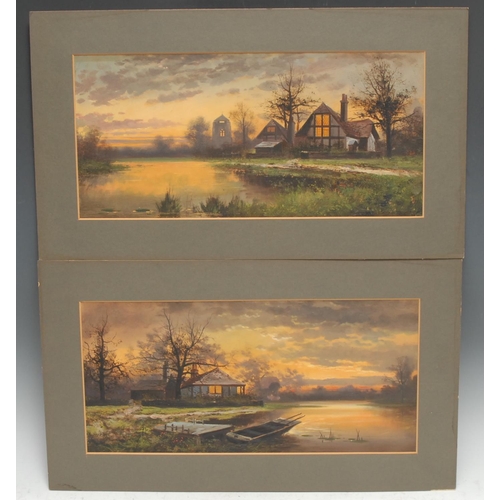 5070 - English School
A Pair, Sunlight on Farm Henley on Thames and On the River
oil on board, 19cm x 40cm,... 