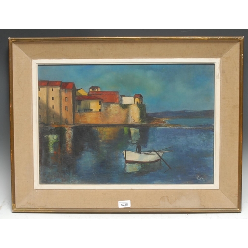 5238 - Klee (mid 20th century)
Rowing Boat by the Coastal Wall, Abstract to verso
signed, oi on board, 36cm... 