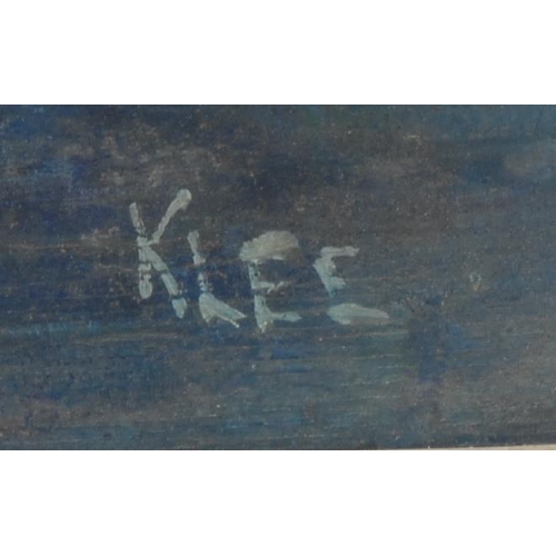 5238 - Klee (mid 20th century)
Rowing Boat by the Coastal Wall, Abstract to verso
signed, oi on board, 36cm... 