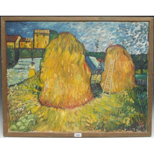 5242 - Follower of Van Gough 
Hay Stacks
oil on board, 59cm x 76cm