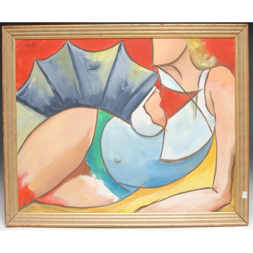 5256 - Peter Trust (1936 - 2008)
Bather with Sunshine
signed, oil on canvas, 60cm x 78cm;  others, Sad Cat,... 