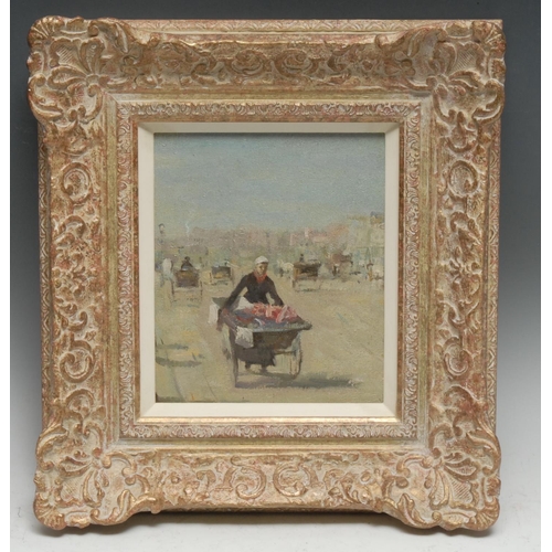 5269 - French School (early 20th century)
Street Vendor with Cart
oil on board, 20cm x 17cm