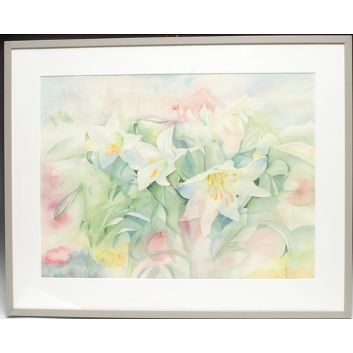 5203 - Sue Bates (Contemporary)
Still Life, Lilies
signed, watercolour, 52.5cm x 71.5cm