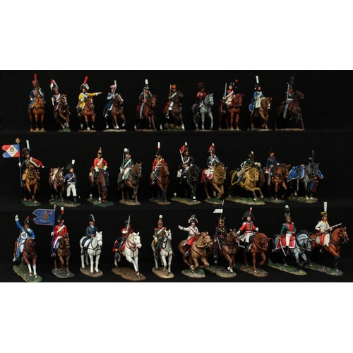 2058 - A collection of Del Prado painted cast metal figures, each mounted on horseback, including 1813 Poli... 
